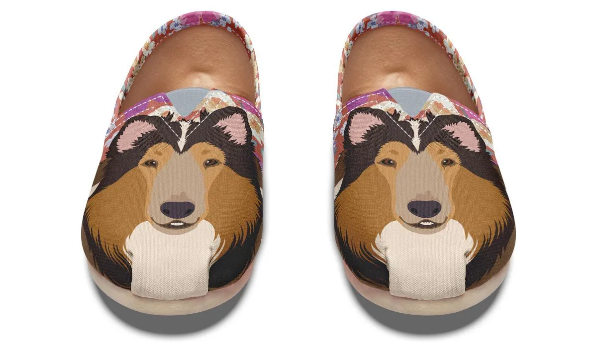 Rough Collie Dog Portrait Casual Shoes