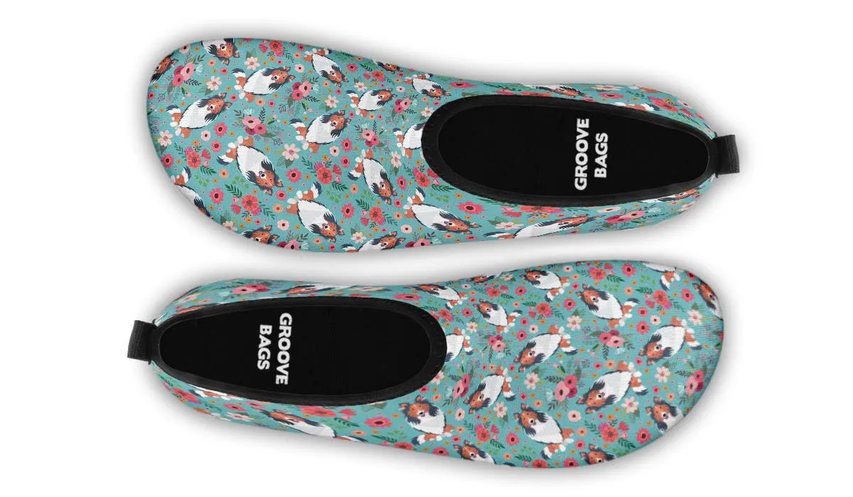 Rough Collie Flower Aqua Barefoot Shoes