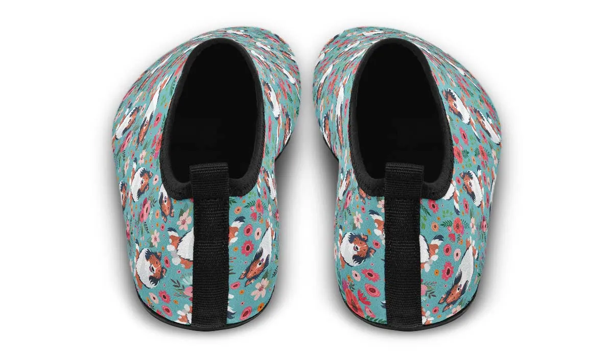 Rough Collie Flower Aqua Barefoot Shoes