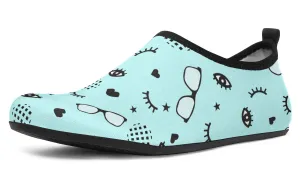 RX Eye Glasses Pattern Aqua Barefoot Shoes