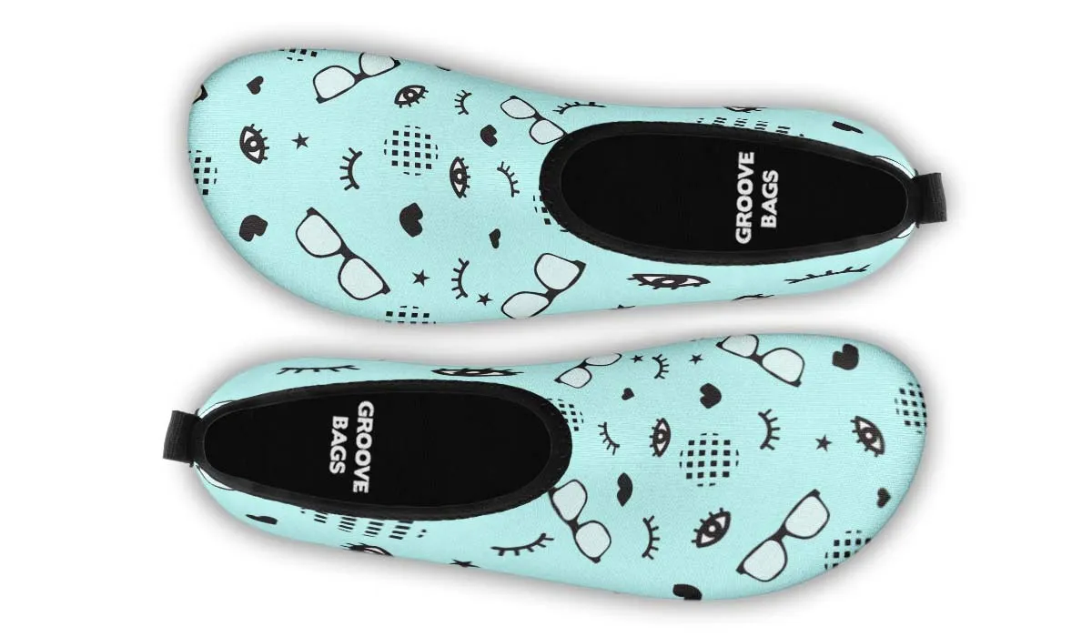 RX Eye Glasses Pattern Aqua Barefoot Shoes
