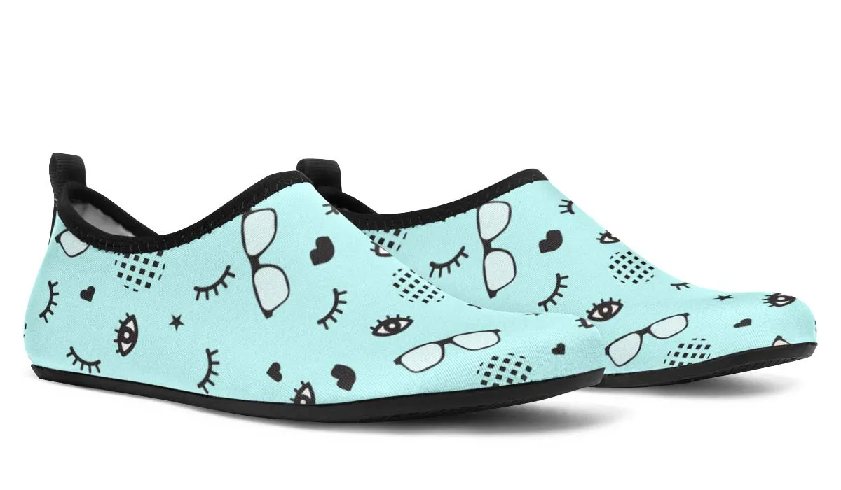 RX Eye Glasses Pattern Aqua Barefoot Shoes