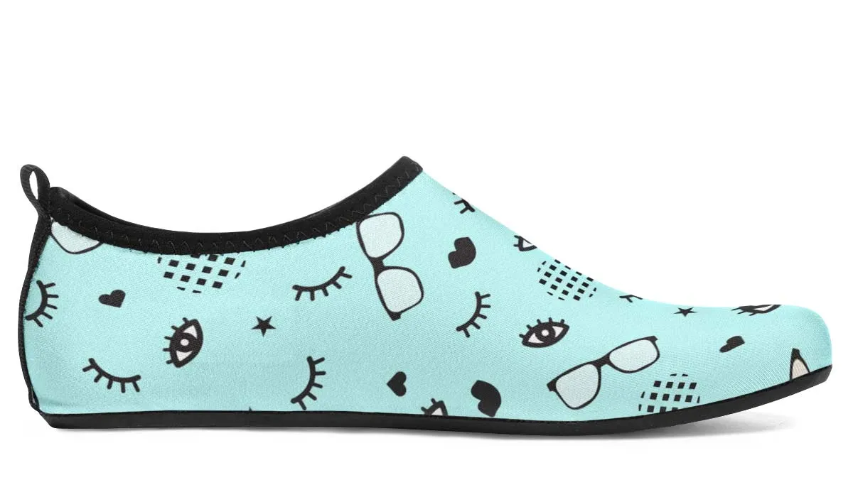 RX Eye Glasses Pattern Aqua Barefoot Shoes