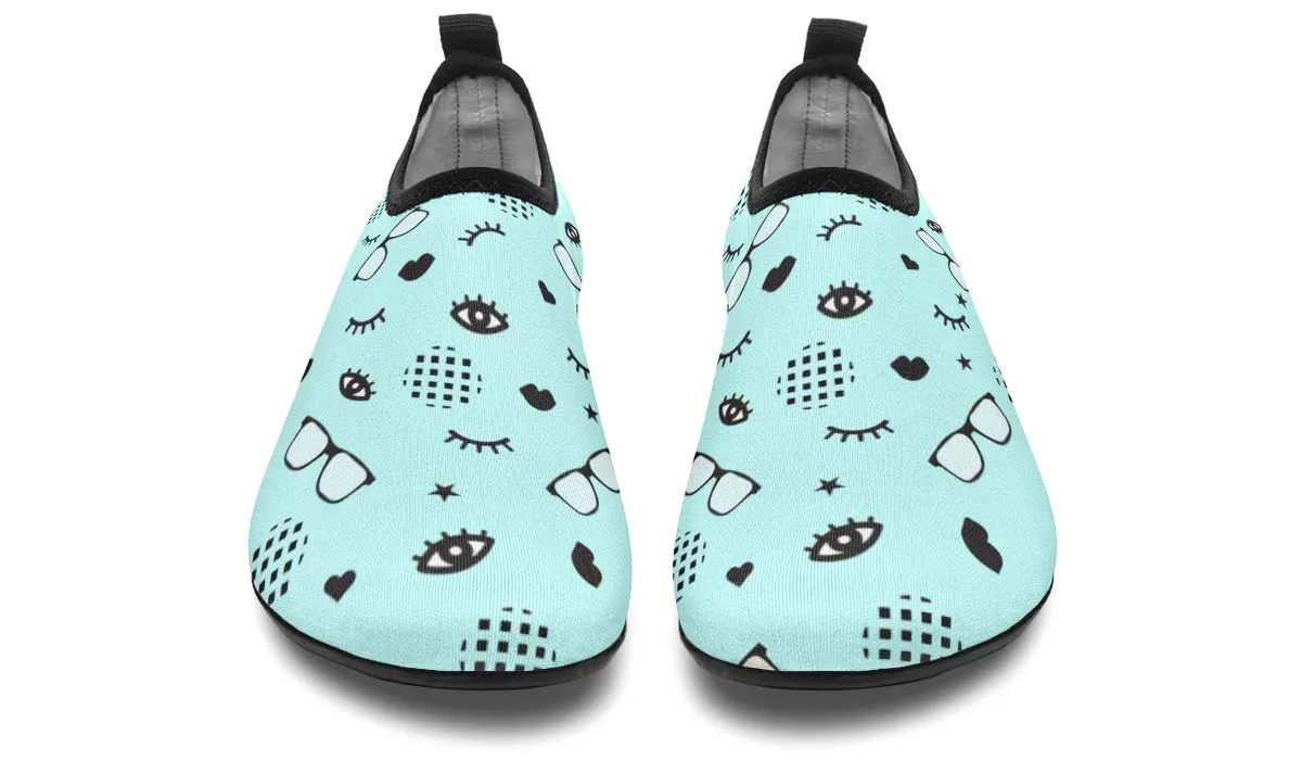 RX Eye Glasses Pattern Aqua Barefoot Shoes