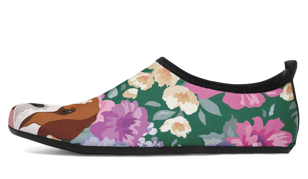 Saint Bernard Dog Portrait Aqua Barefoot Shoes