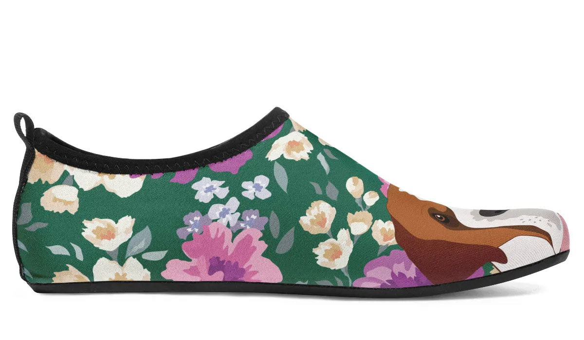 Saint Bernard Dog Portrait Aqua Barefoot Shoes
