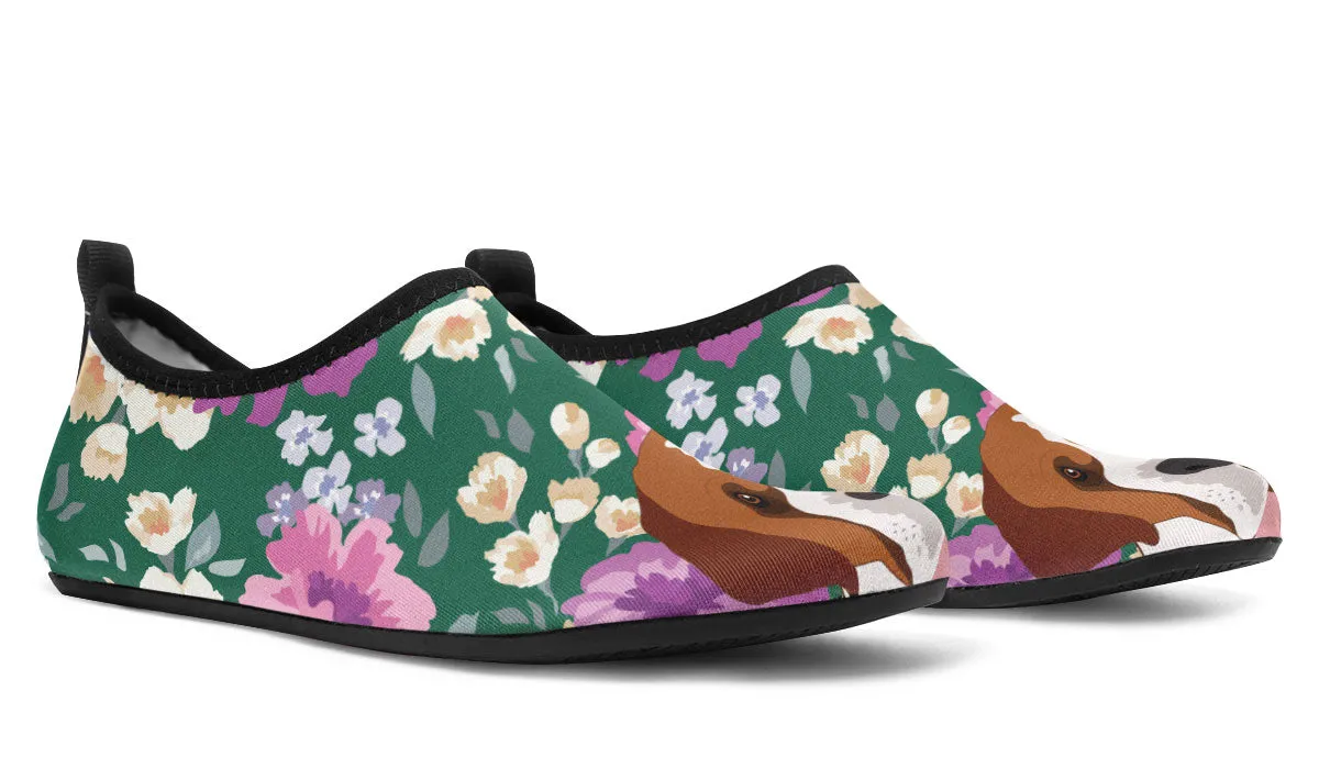 Saint Bernard Dog Portrait Aqua Barefoot Shoes