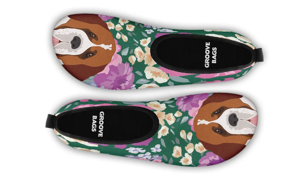 Saint Bernard Dog Portrait Aqua Barefoot Shoes