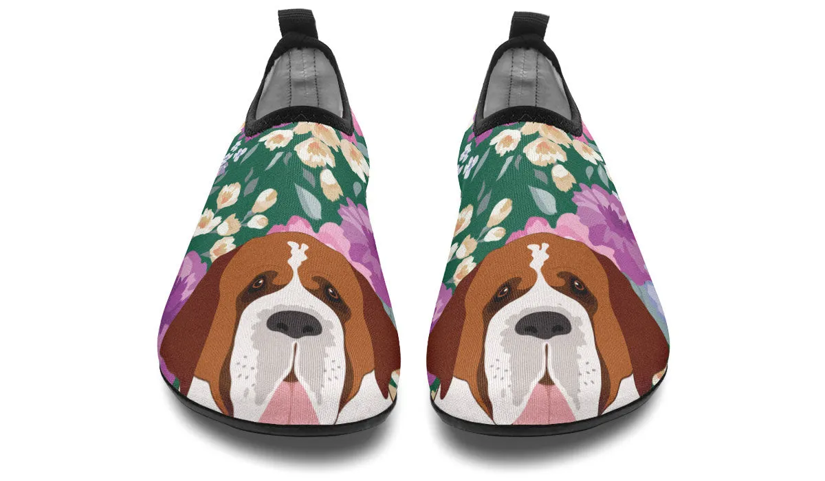 Saint Bernard Dog Portrait Aqua Barefoot Shoes