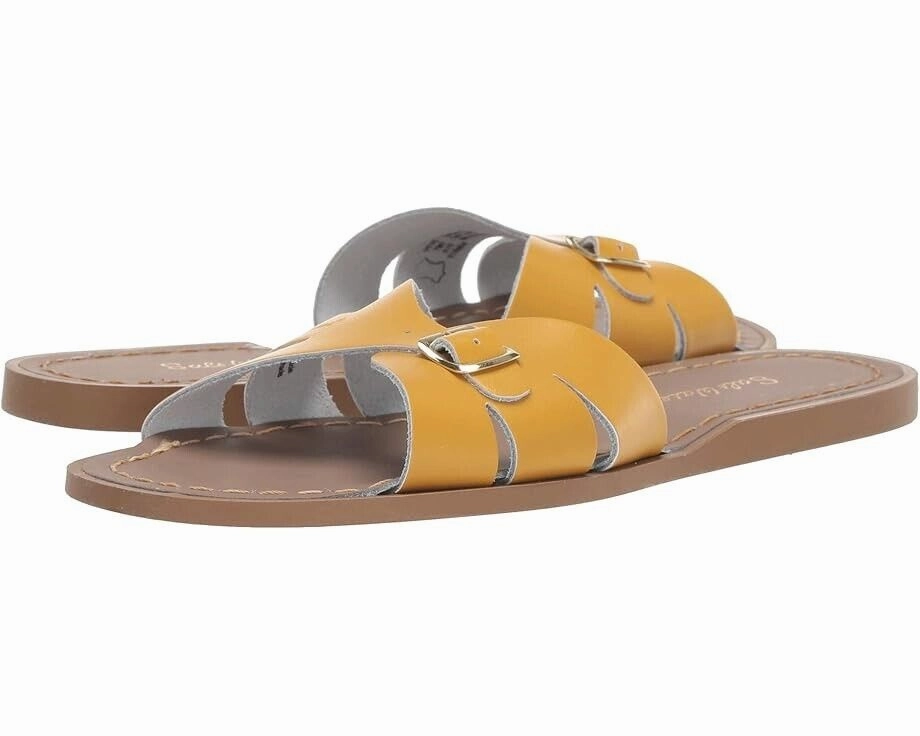 Salt Water Sandal by Hoy Shoes Classic Slide Girls US 9 Mustard Leather KHD933