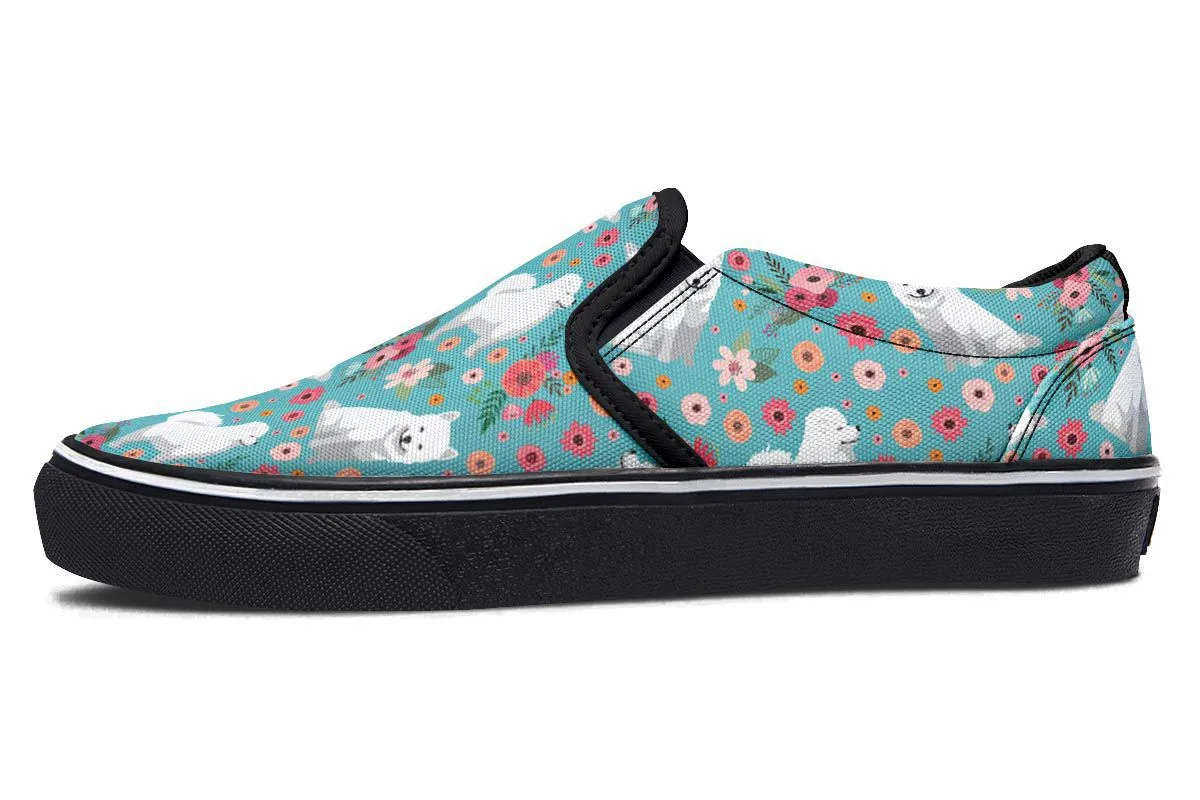 Samoyed Flower Slip-On Shoes