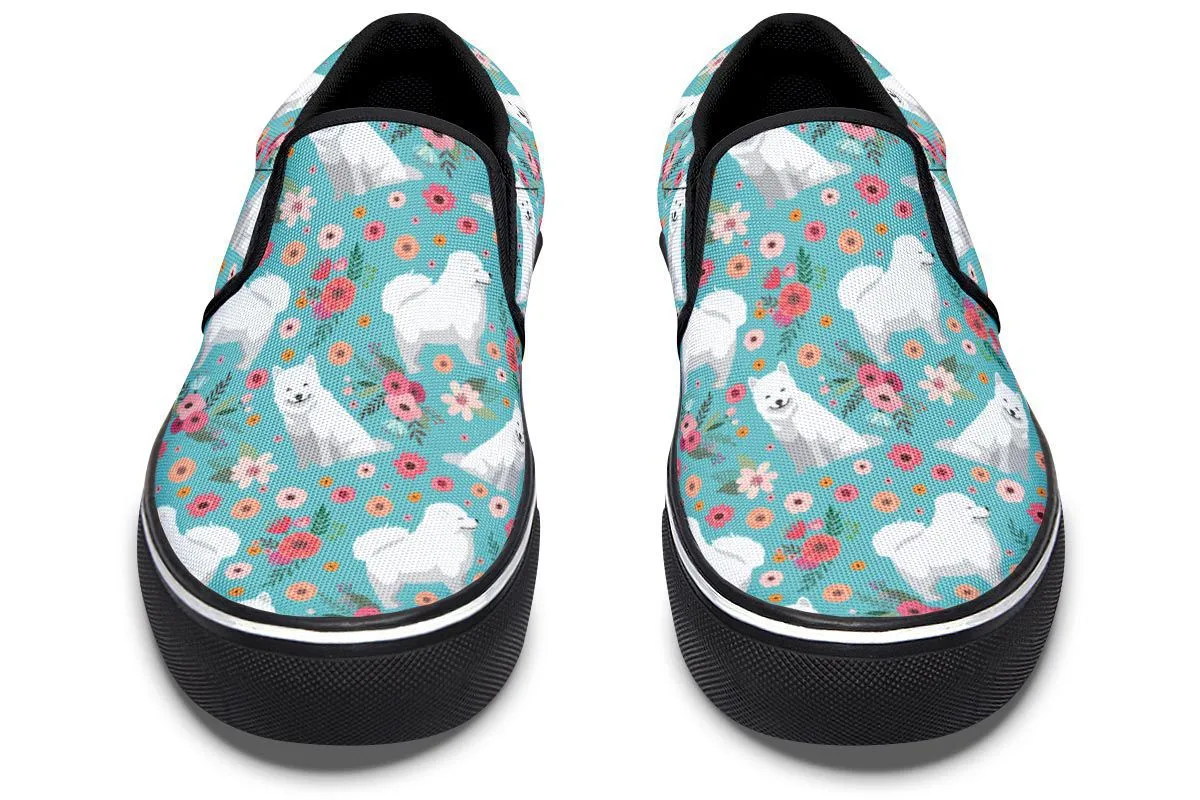 Samoyed Flower Slip-On Shoes