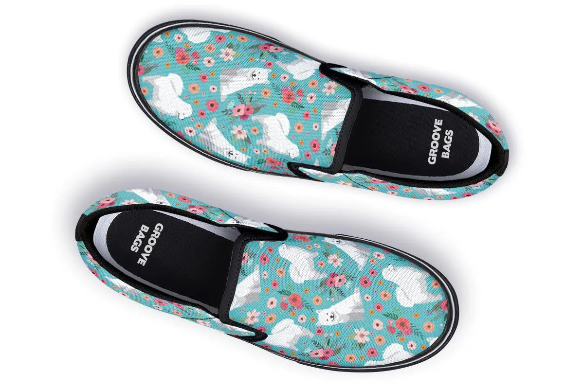 Samoyed Flower Slip-On Shoes