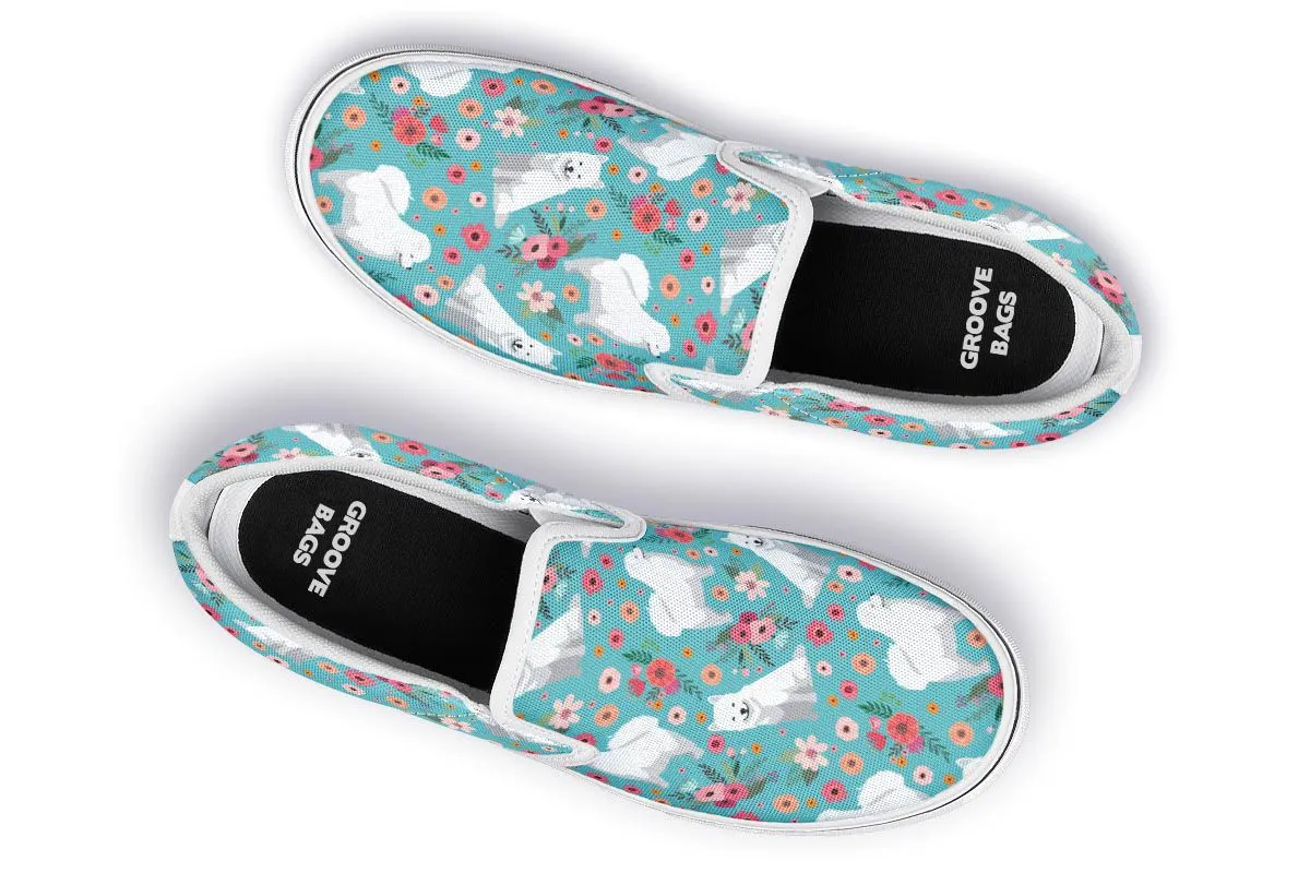 Samoyed Flower Slip-On Shoes