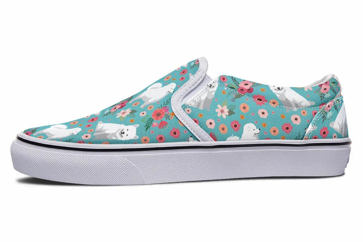 Samoyed Flower Slip-On Shoes