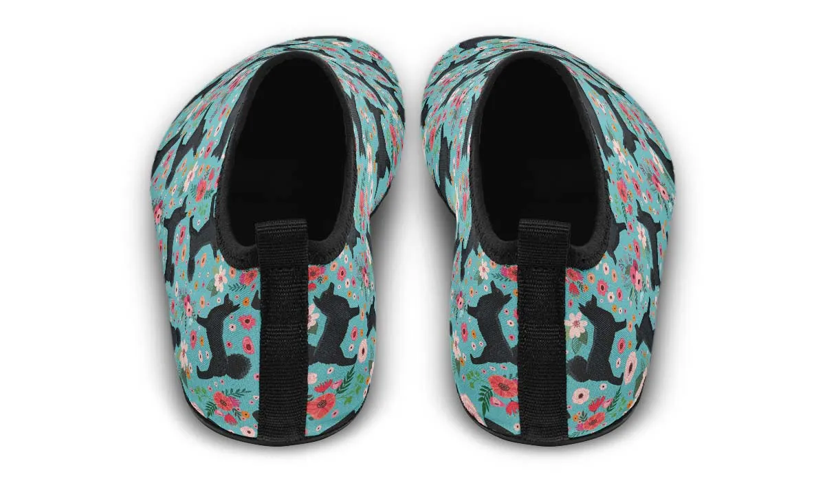 Schipperke Flower Aqua Barefoot Shoes