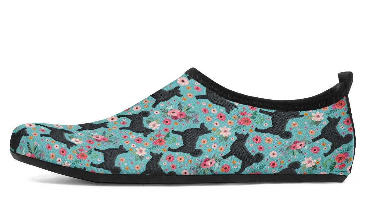 Schipperke Flower Aqua Barefoot Shoes