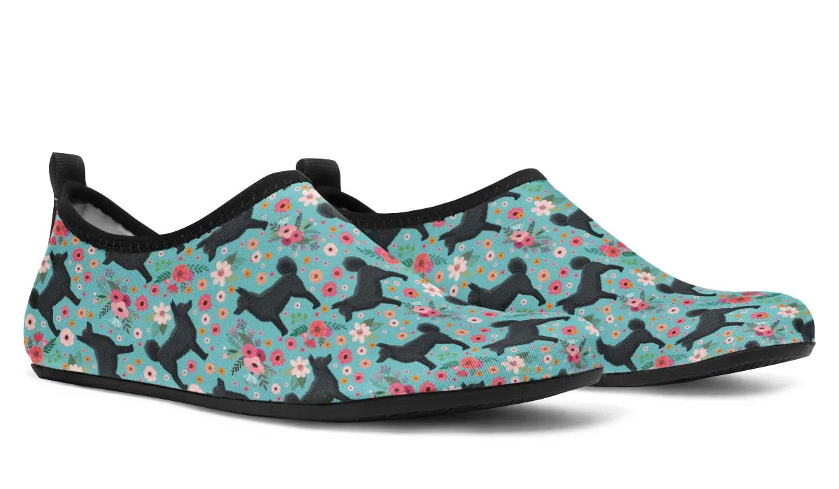 Schipperke Flower Aqua Barefoot Shoes