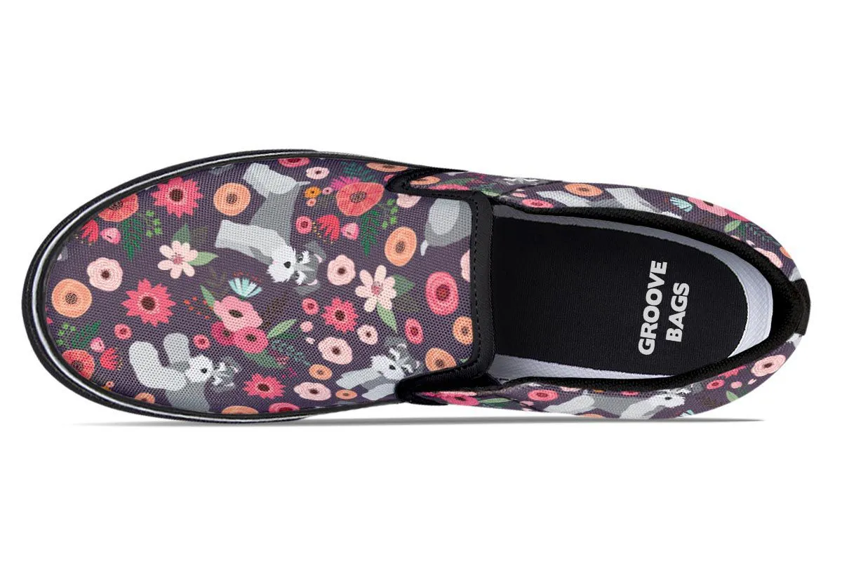 Schnauzer Flower Slip-On Shoes