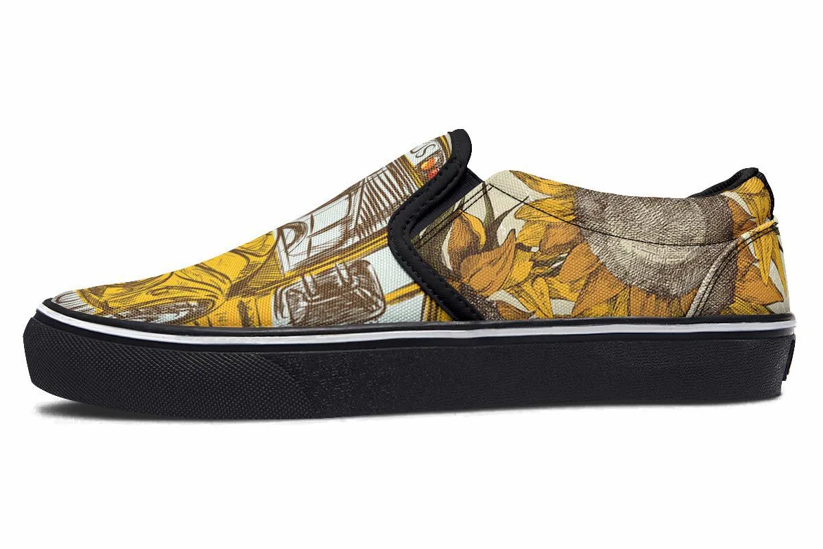School Bus Sketch Slip-On Shoes