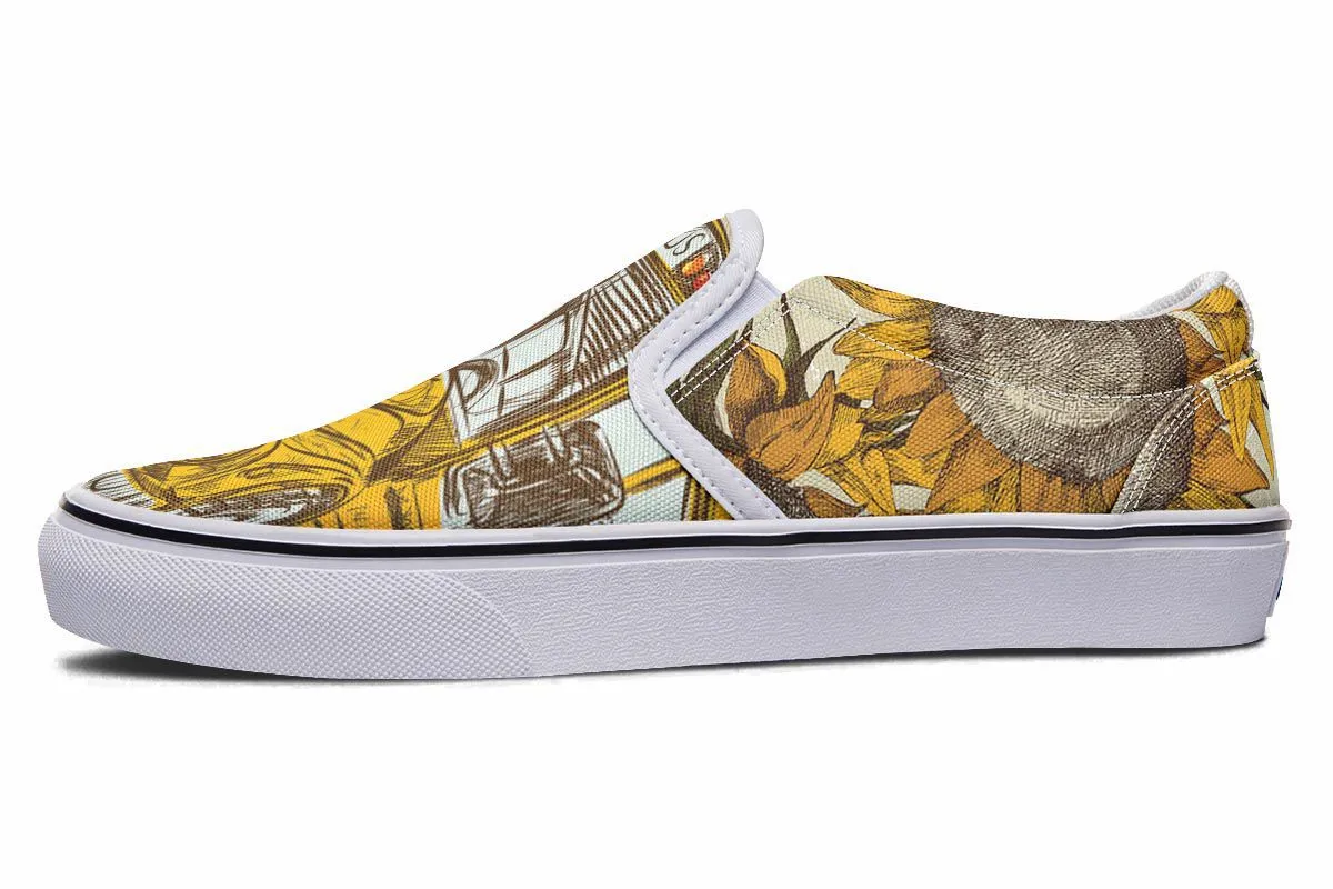 School Bus Sketch Slip-On Shoes