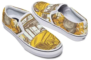 School Bus Sketch Slip-On Shoes