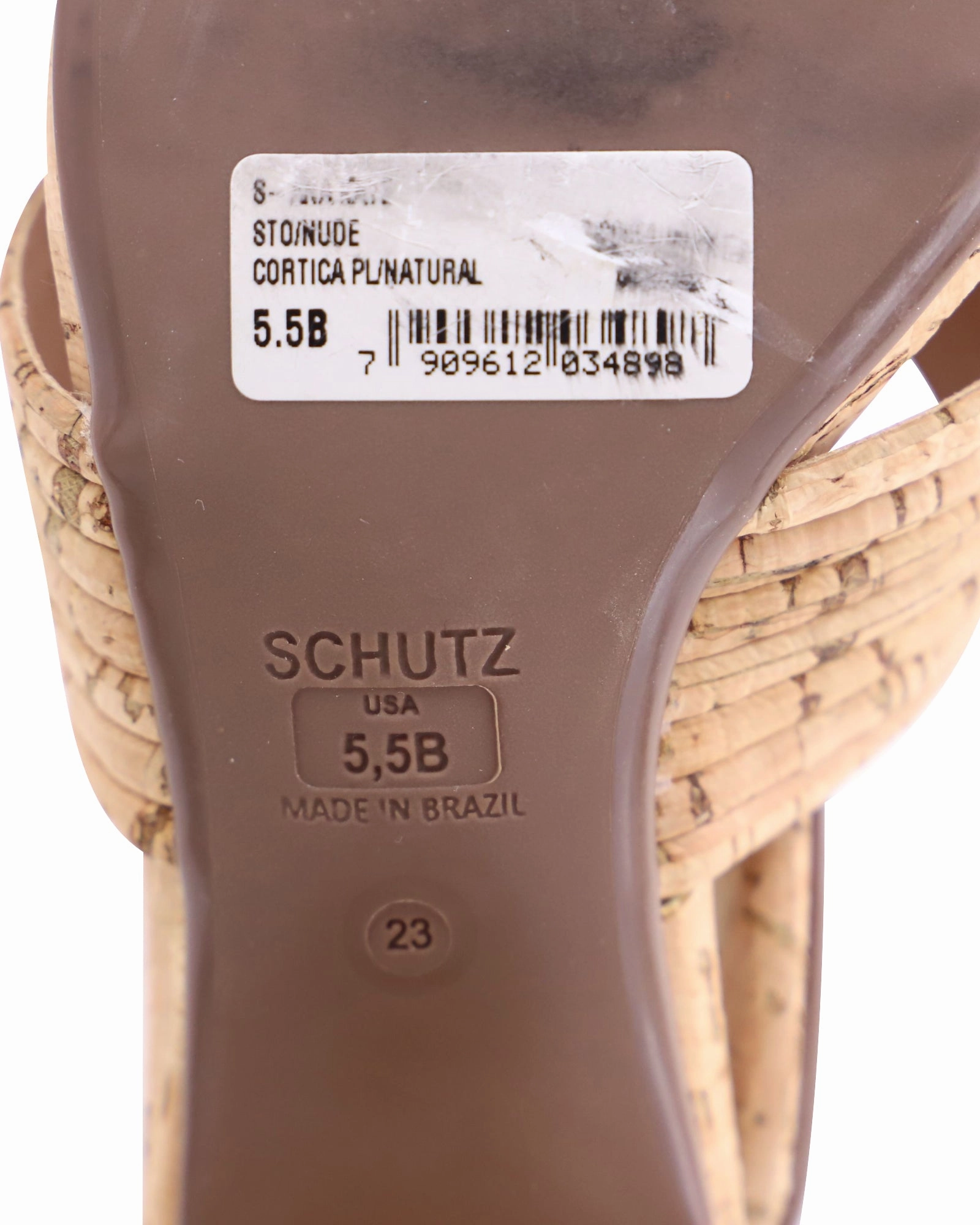 Schutz Ana Kate Open Toe Sandals in Beige Cork