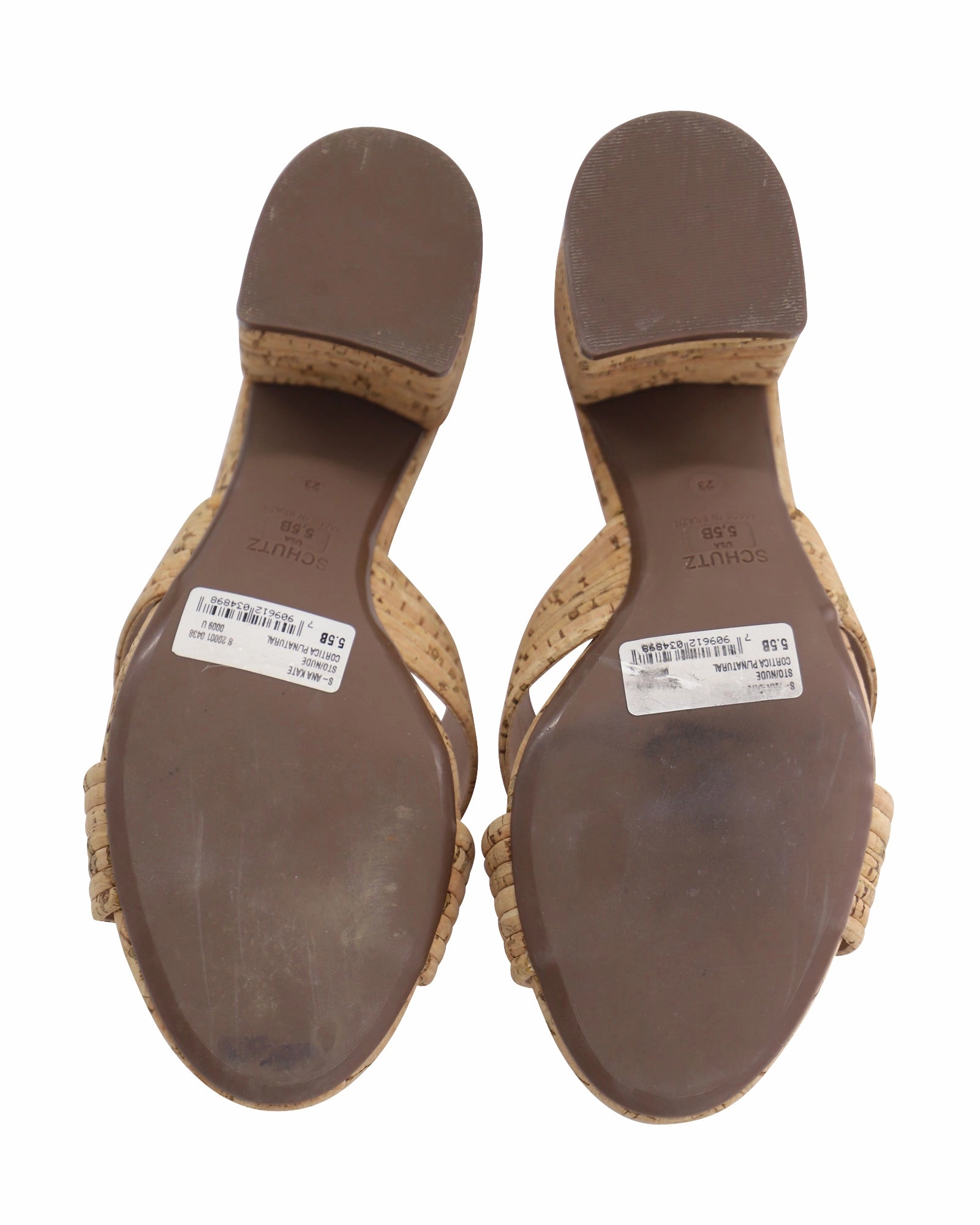 Schutz Ana Kate Open Toe Sandals in Beige Cork