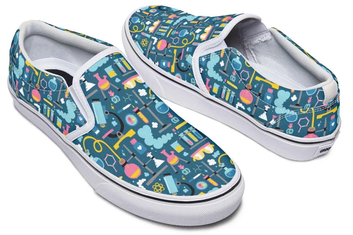 Science Lab Pattern Slip-On Shoes