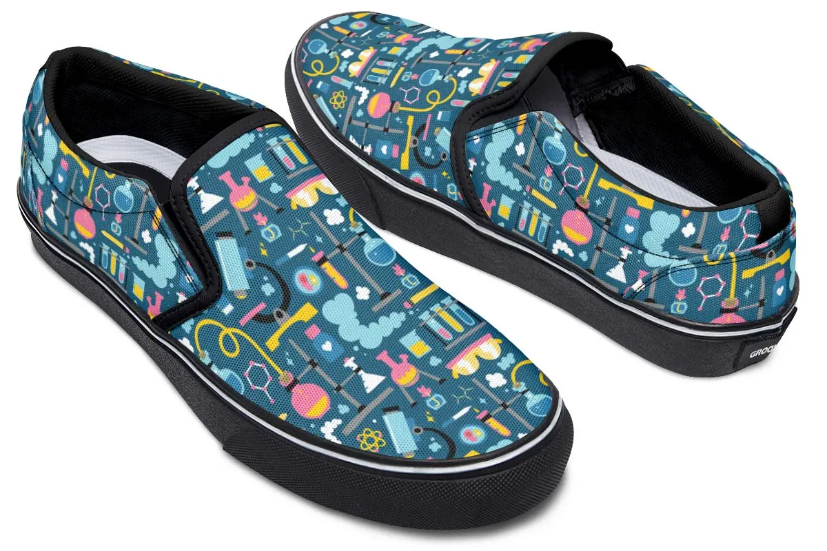Science Lab Pattern Slip-On Shoes