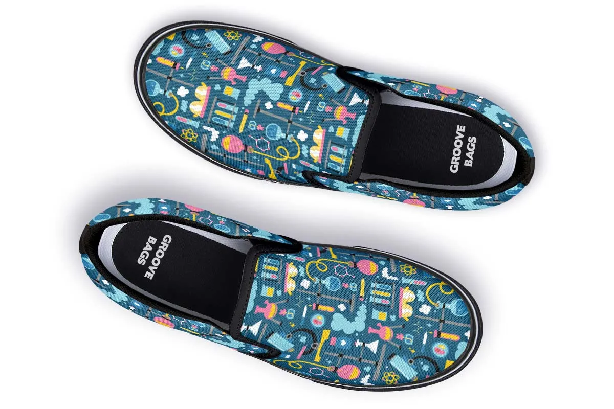 Science Lab Pattern Slip-On Shoes