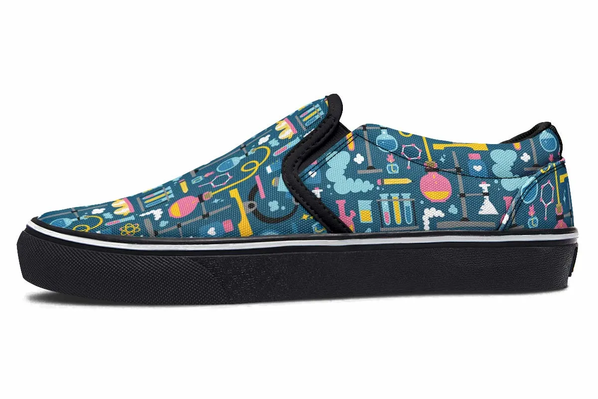Science Lab Pattern Slip-On Shoes