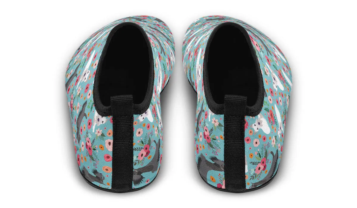 Scottish Terrier Flower Aqua Barefoot Shoes