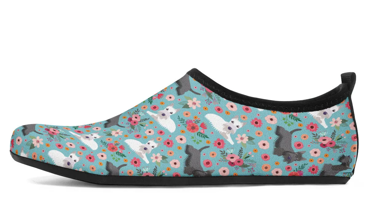 Scottish Terrier Flower Aqua Barefoot Shoes