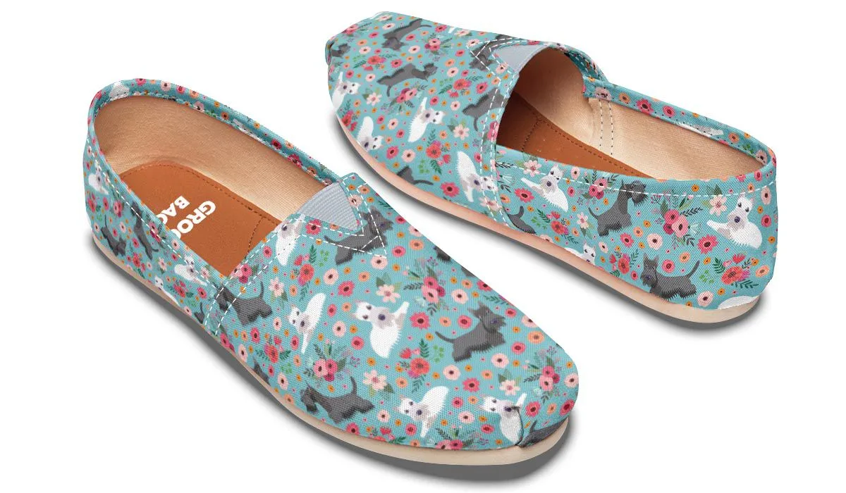 Scottish Terrier Flower Casual Shoes