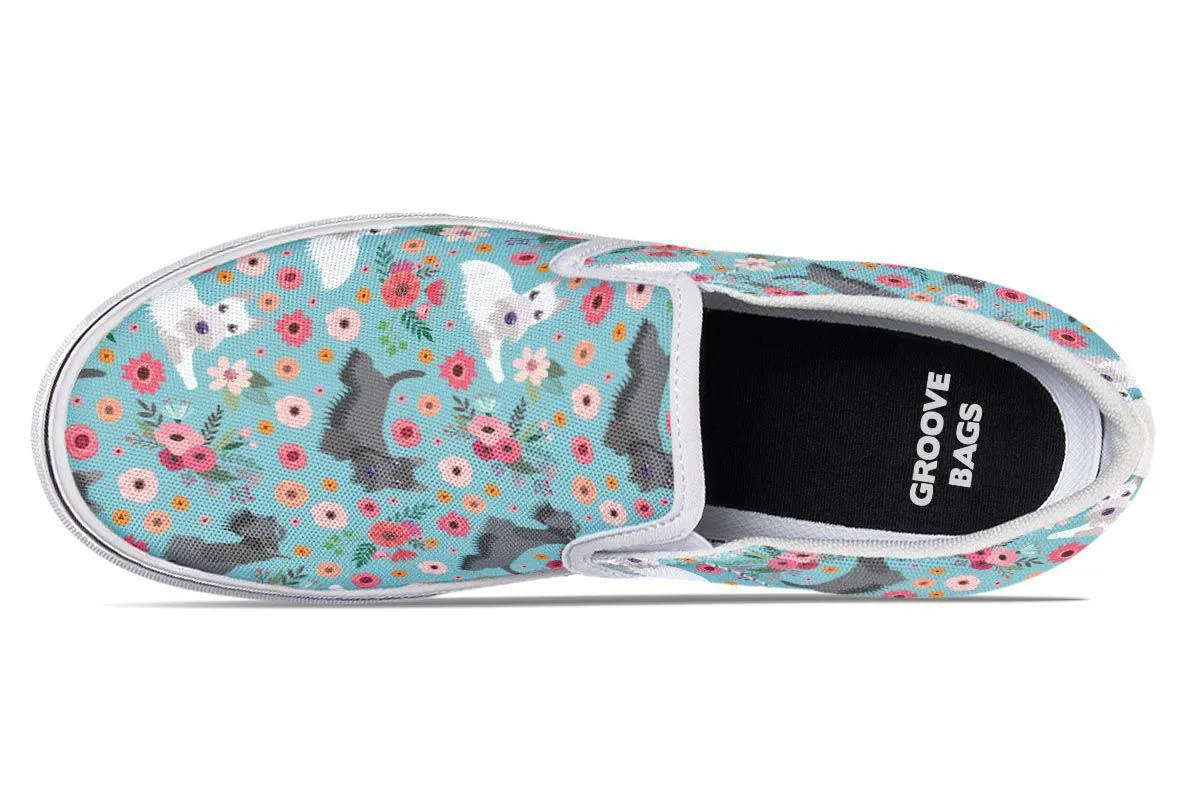 Scottish Terrier Flower Slip-On Shoes
