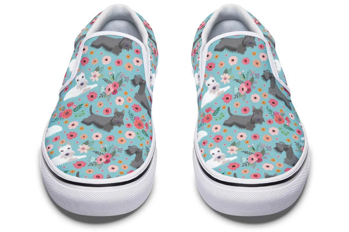 Scottish Terrier Flower Slip-On Shoes