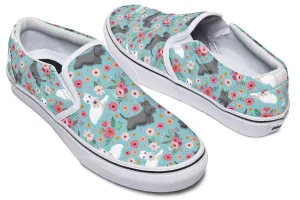 Scottish Terrier Flower Slip-On Shoes