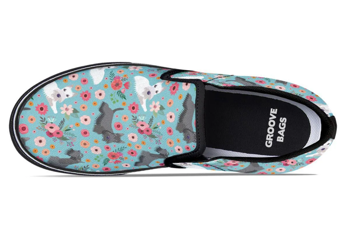 Scottish Terrier Flower Slip-On Shoes