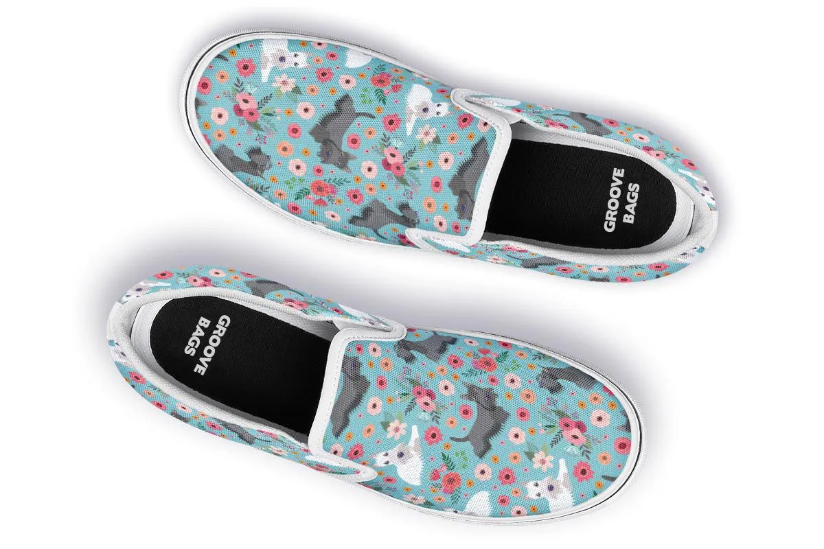 Scottish Terrier Flower Slip-On Shoes