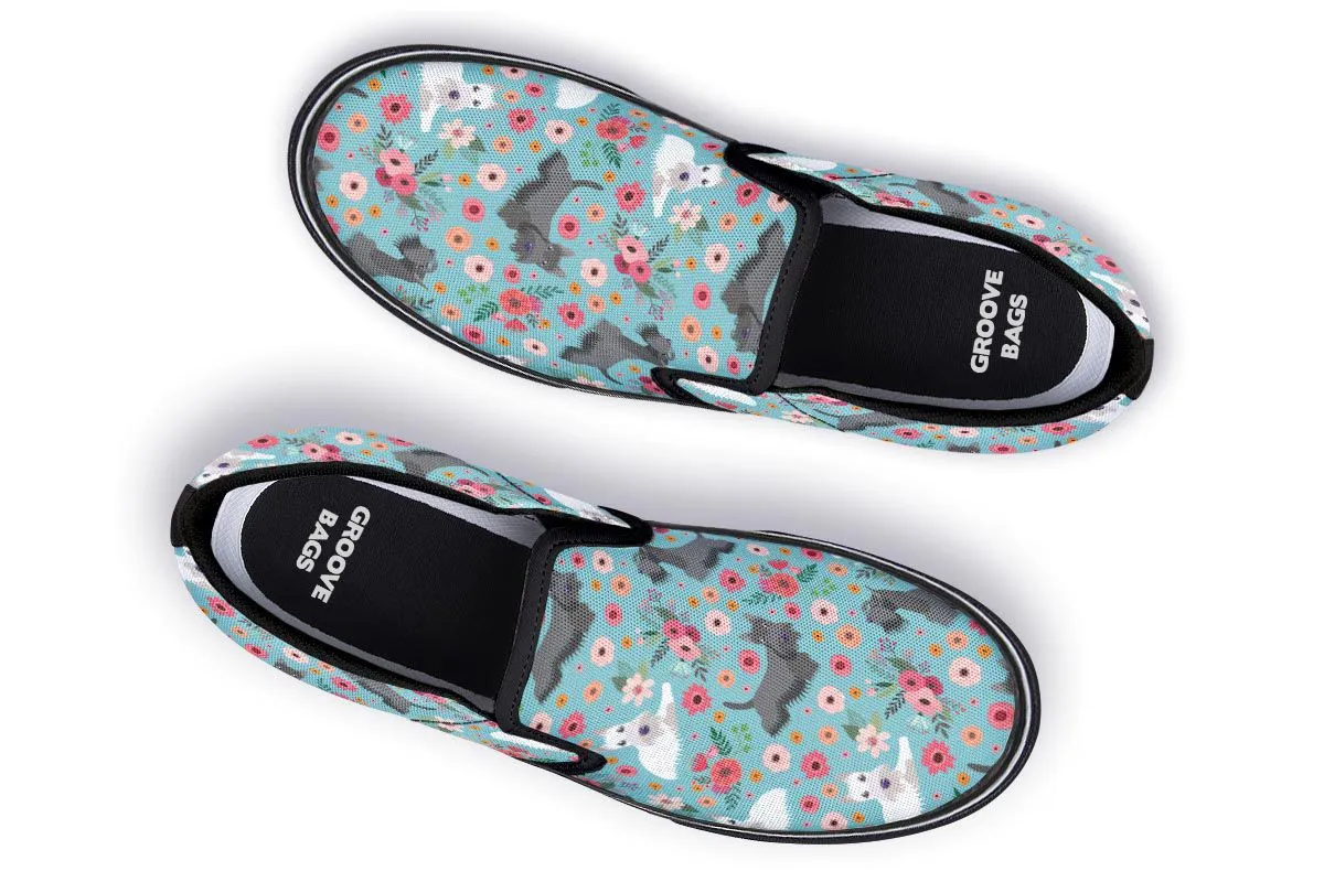 Scottish Terrier Flower Slip-On Shoes