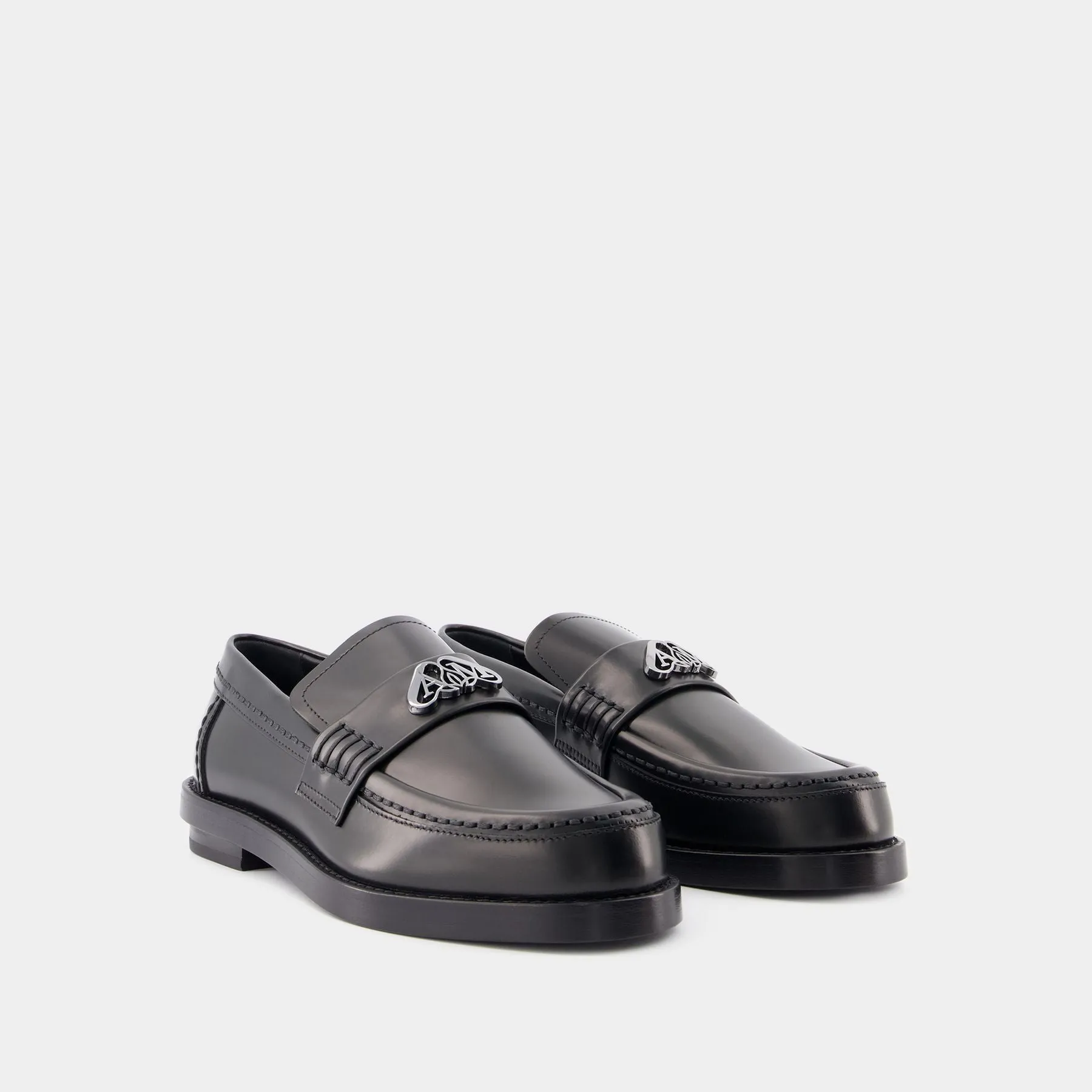 Seal Loafers - Alexander McQueen - Leather - Black/Argent