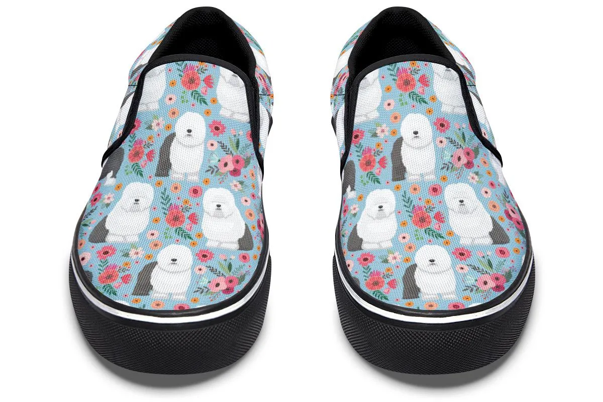Sheep Dog Flower Slip-On Shoes