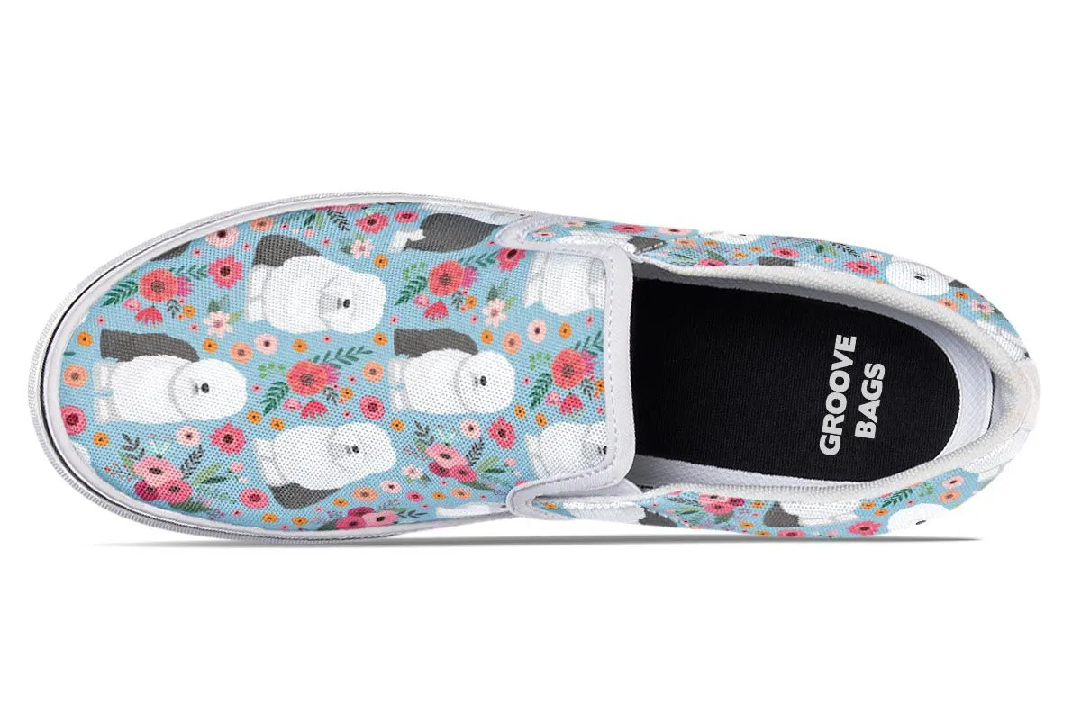 Sheep Dog Flower Slip-On Shoes