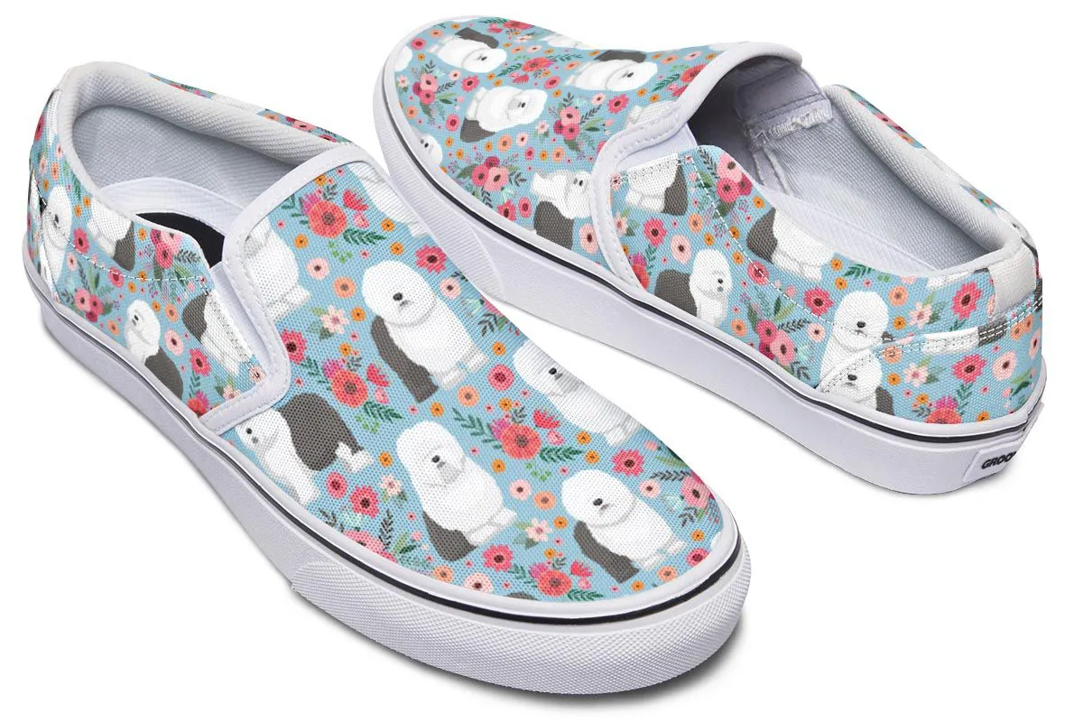 Sheep Dog Flower Slip-On Shoes