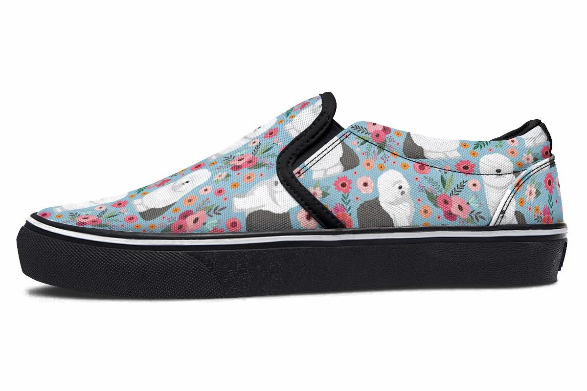 Sheep Dog Flower Slip-On Shoes