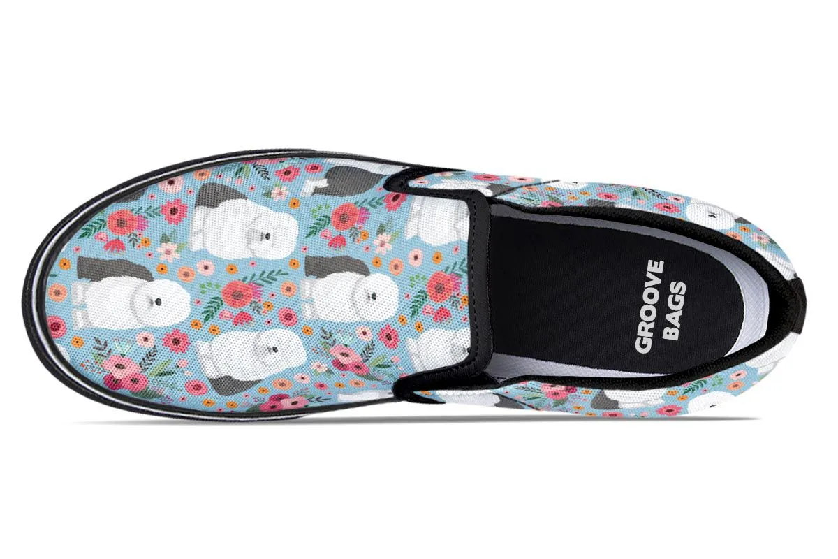 Sheep Dog Flower Slip-On Shoes