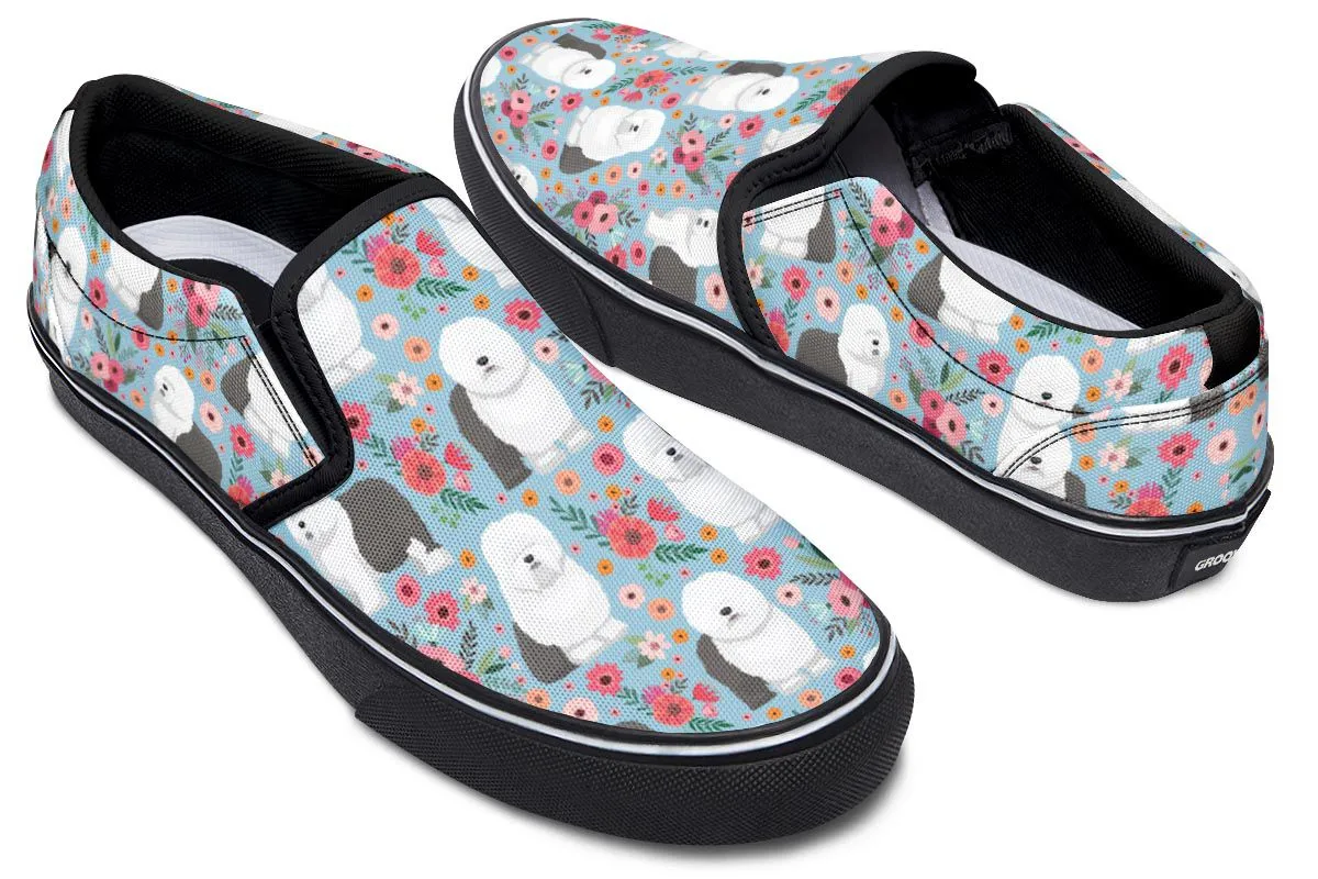 Sheep Dog Flower Slip-On Shoes