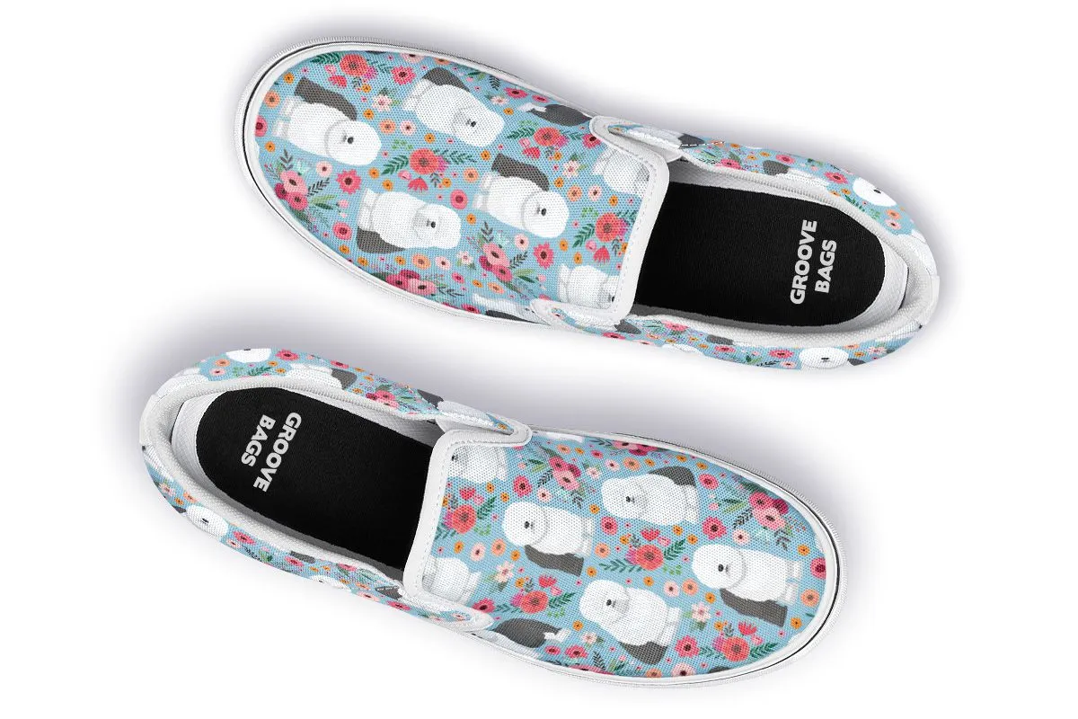 Sheep Dog Flower Slip-On Shoes