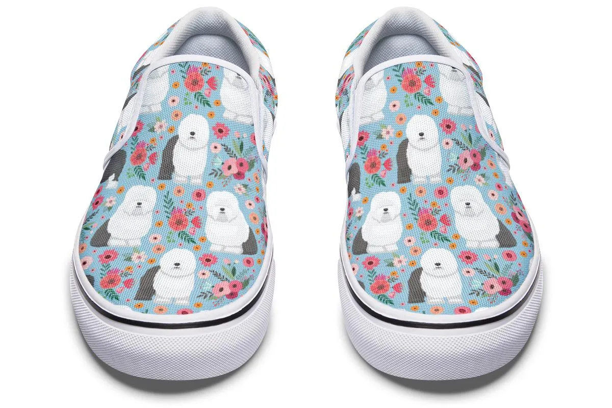 Sheep Dog Flower Slip-On Shoes